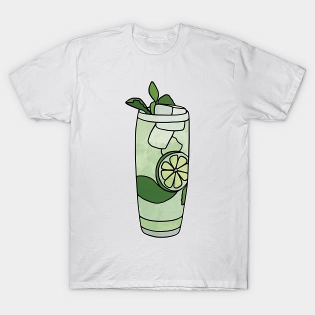 Mojito Watercolor Cocktail Illustration T-Shirt by murialbezanson